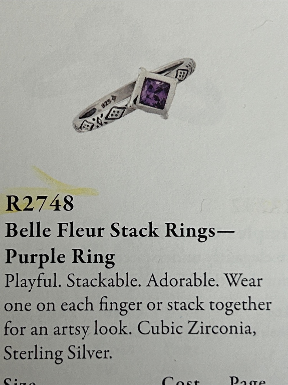Silpada R2748 Belle Fleur Stack Rings - Purple Ring - Picture 3 of 3